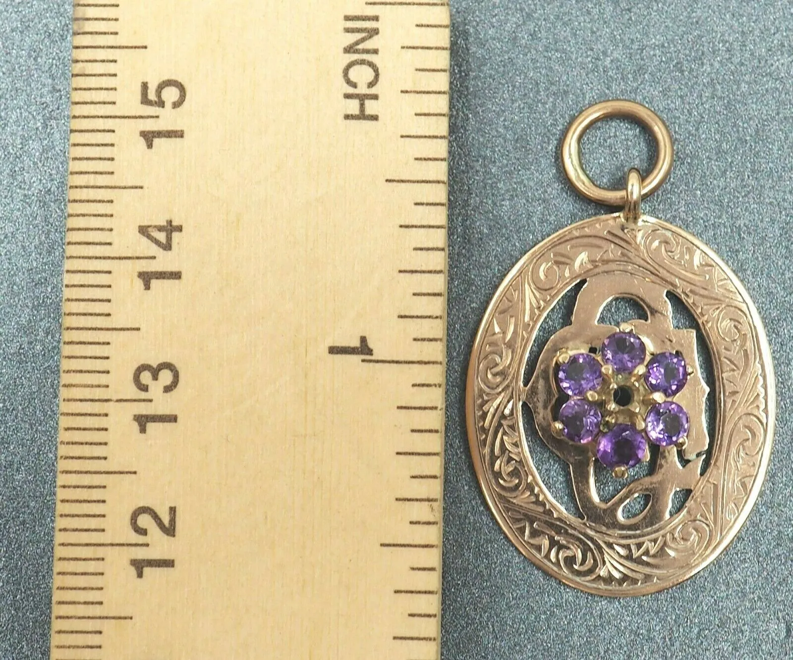 Antique Amethyst 9ct Yellow Gold Suffragette Shield Pendant