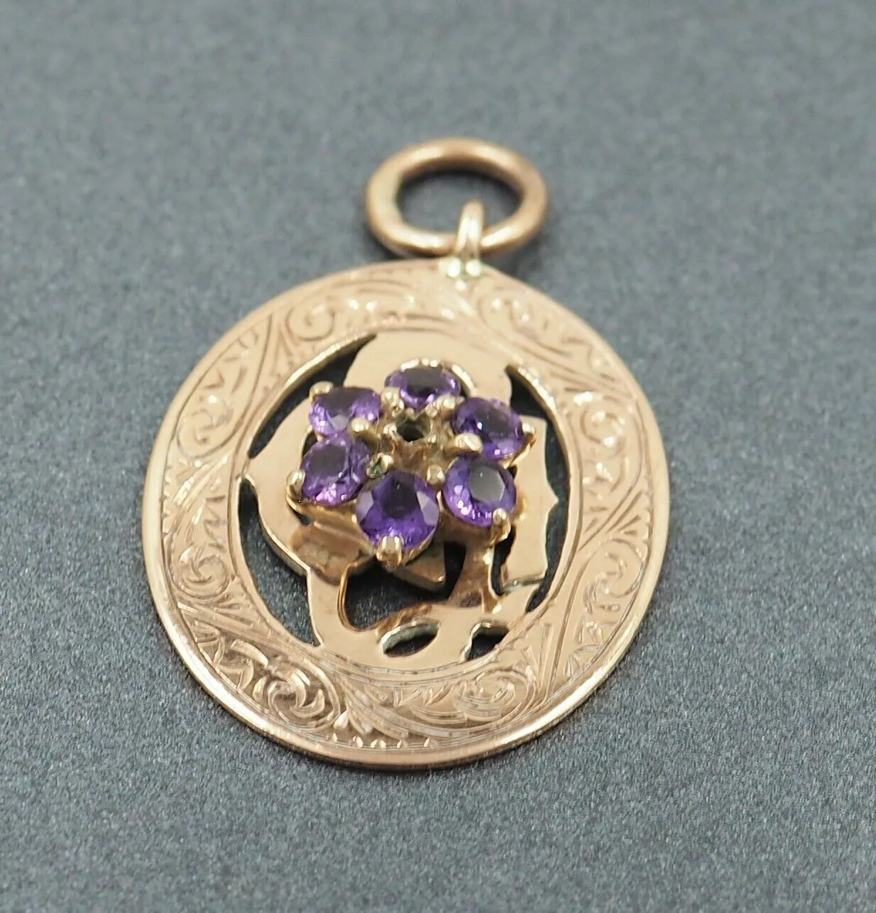 Antique Amethyst 9ct Yellow Gold Suffragette Shield Pendant