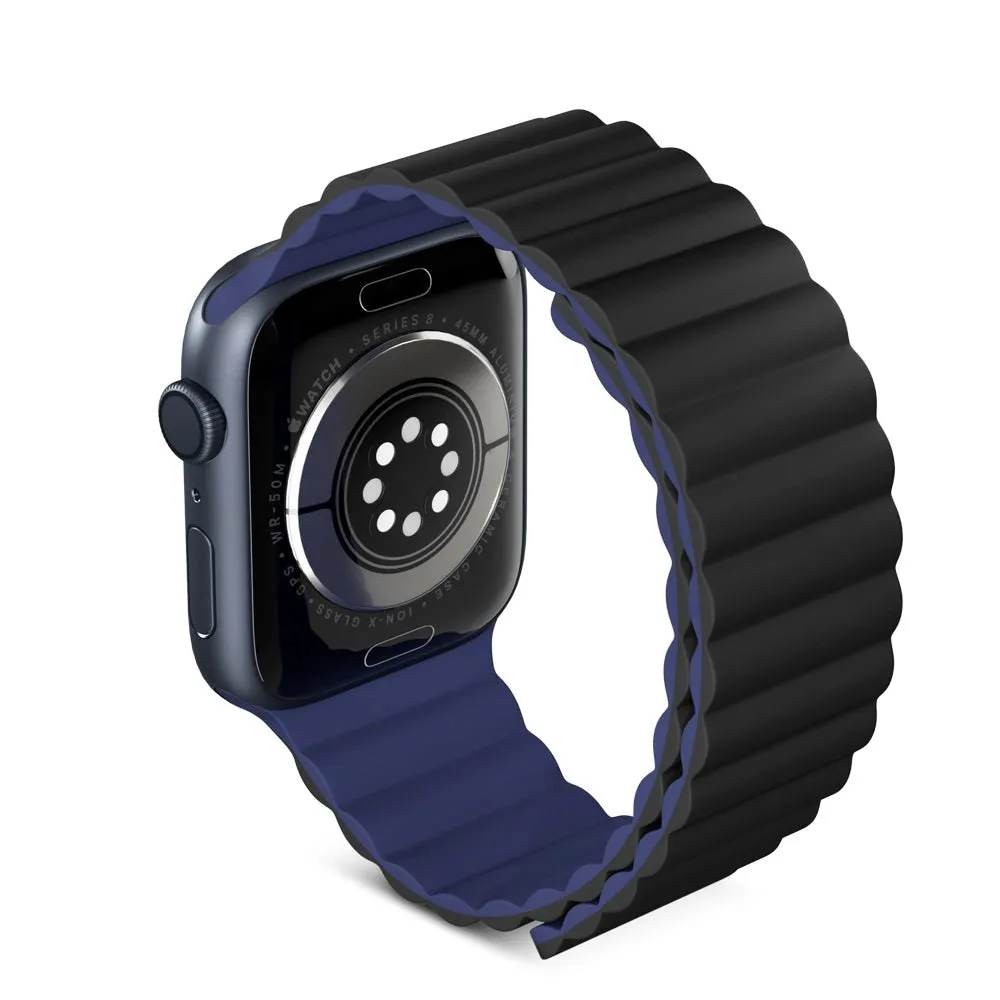 Apple Watch (38/40/SE/41/42mm) Epico Magnetisk Silikone Rem - Sort / Blå