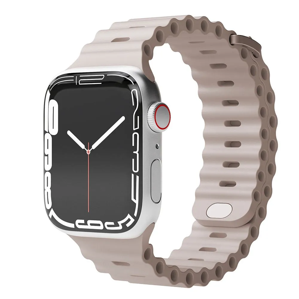 Apple Watch (38/40/SE/41/42mm) Vonmählen Wave Band Silikone Rem - Cream