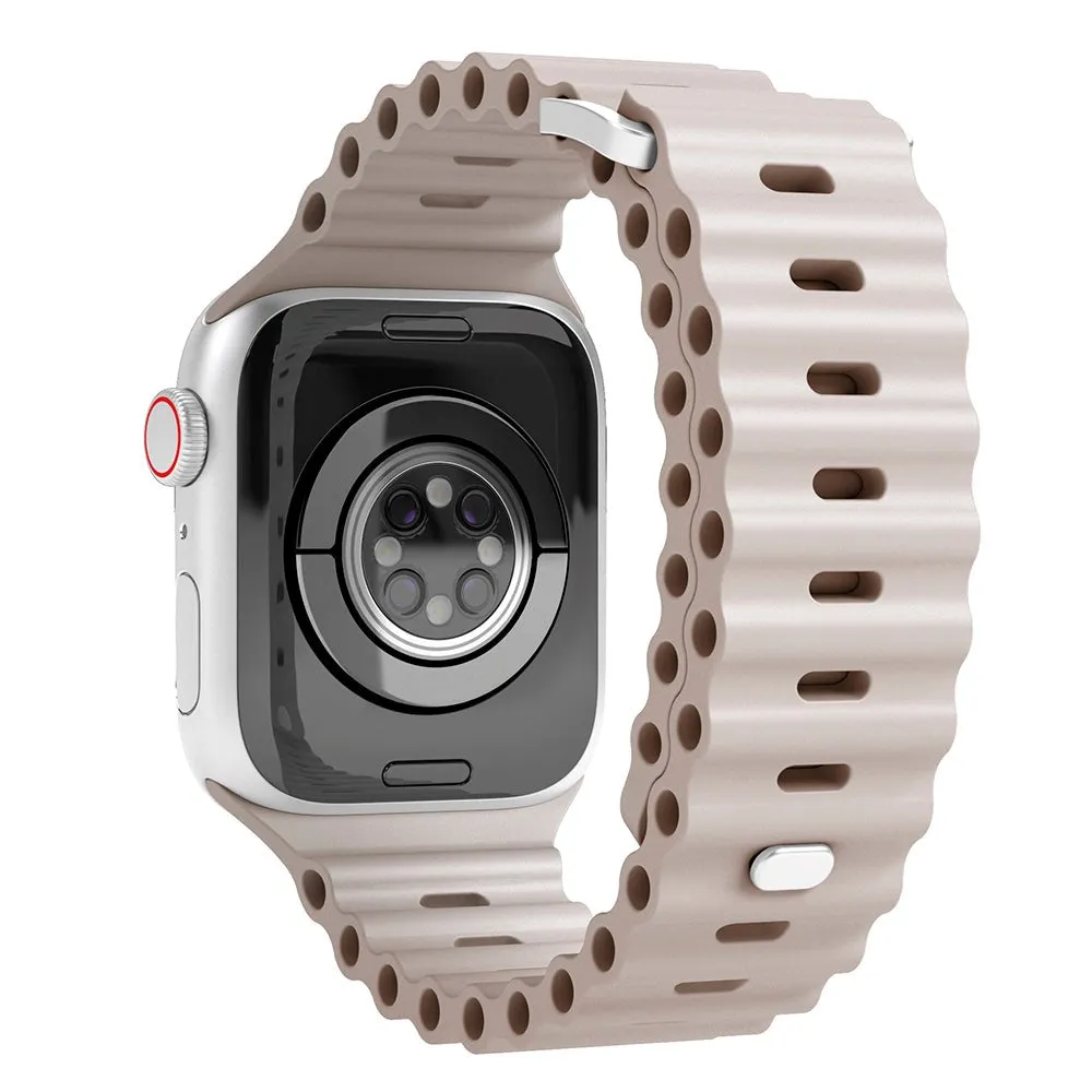 Apple Watch (38/40/SE/41/42mm) Vonmählen Wave Band Silikone Rem - Cream