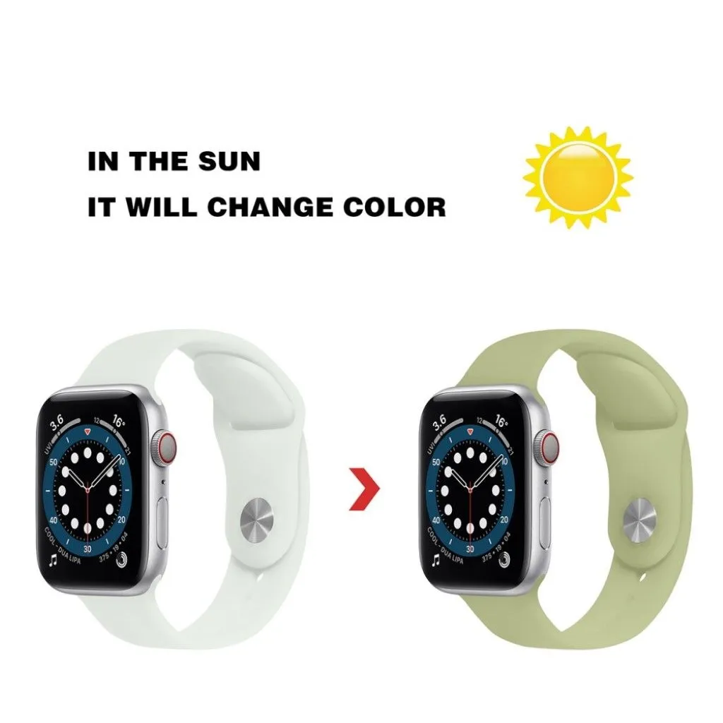 Apple Watch 40mm color changing silicone watch strap - Transparent to Army Green