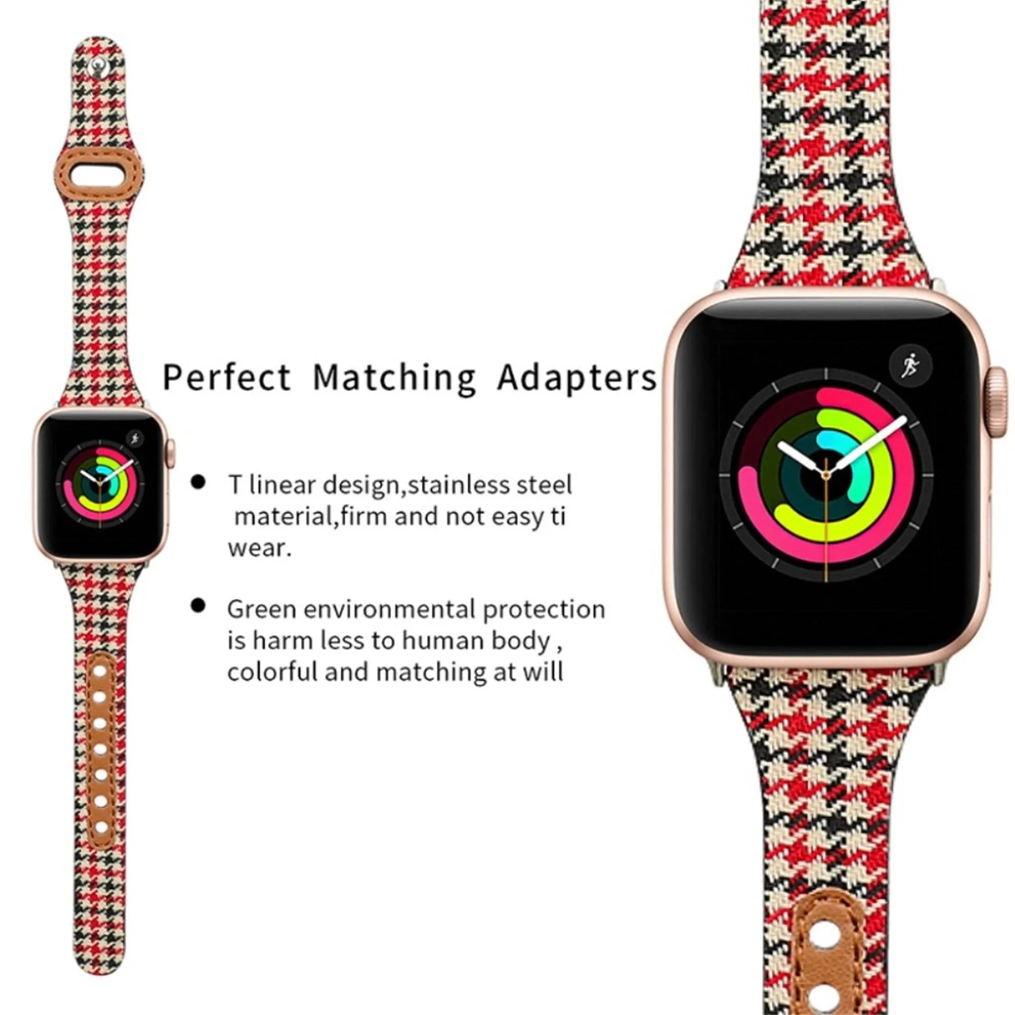 Apple Watch 40mm liner design leather watch strap - Red Swallow Gird