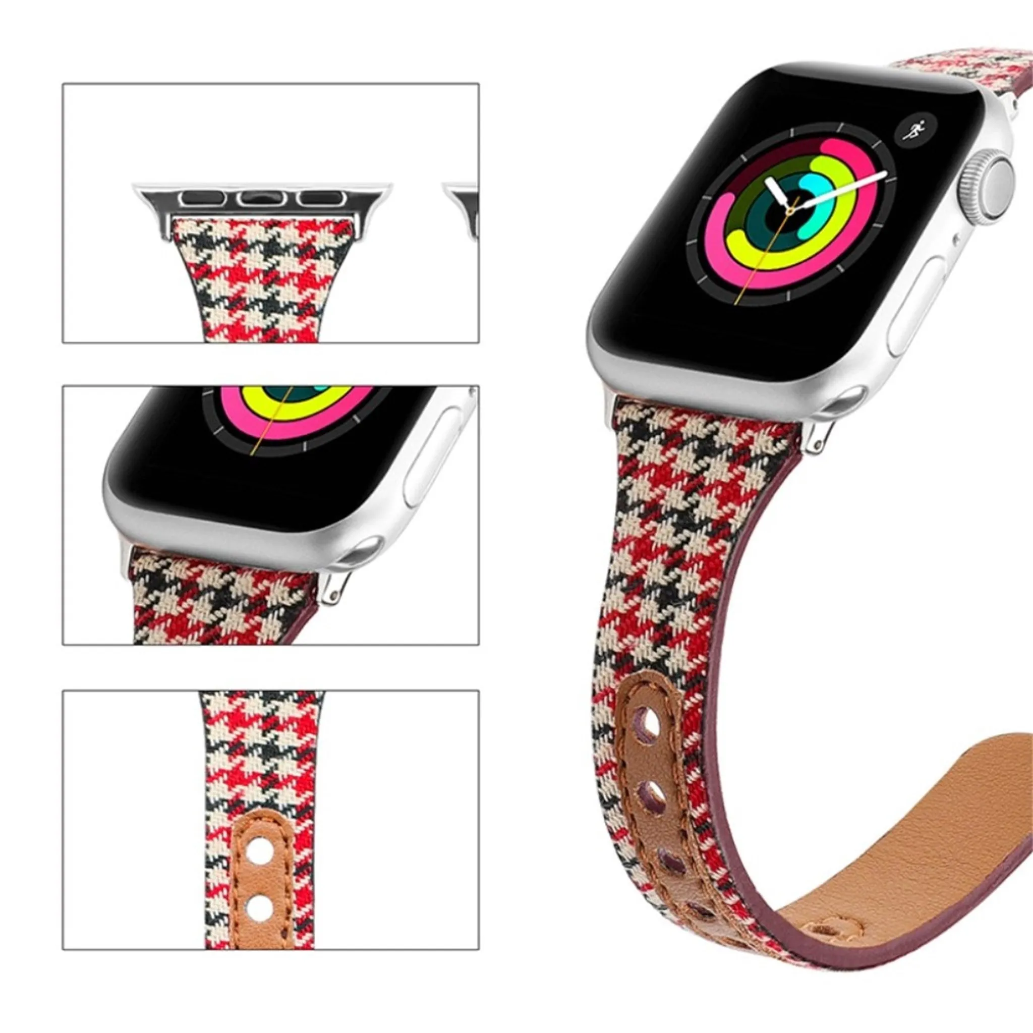 Apple Watch 40mm liner design leather watch strap - Red Swallow Gird