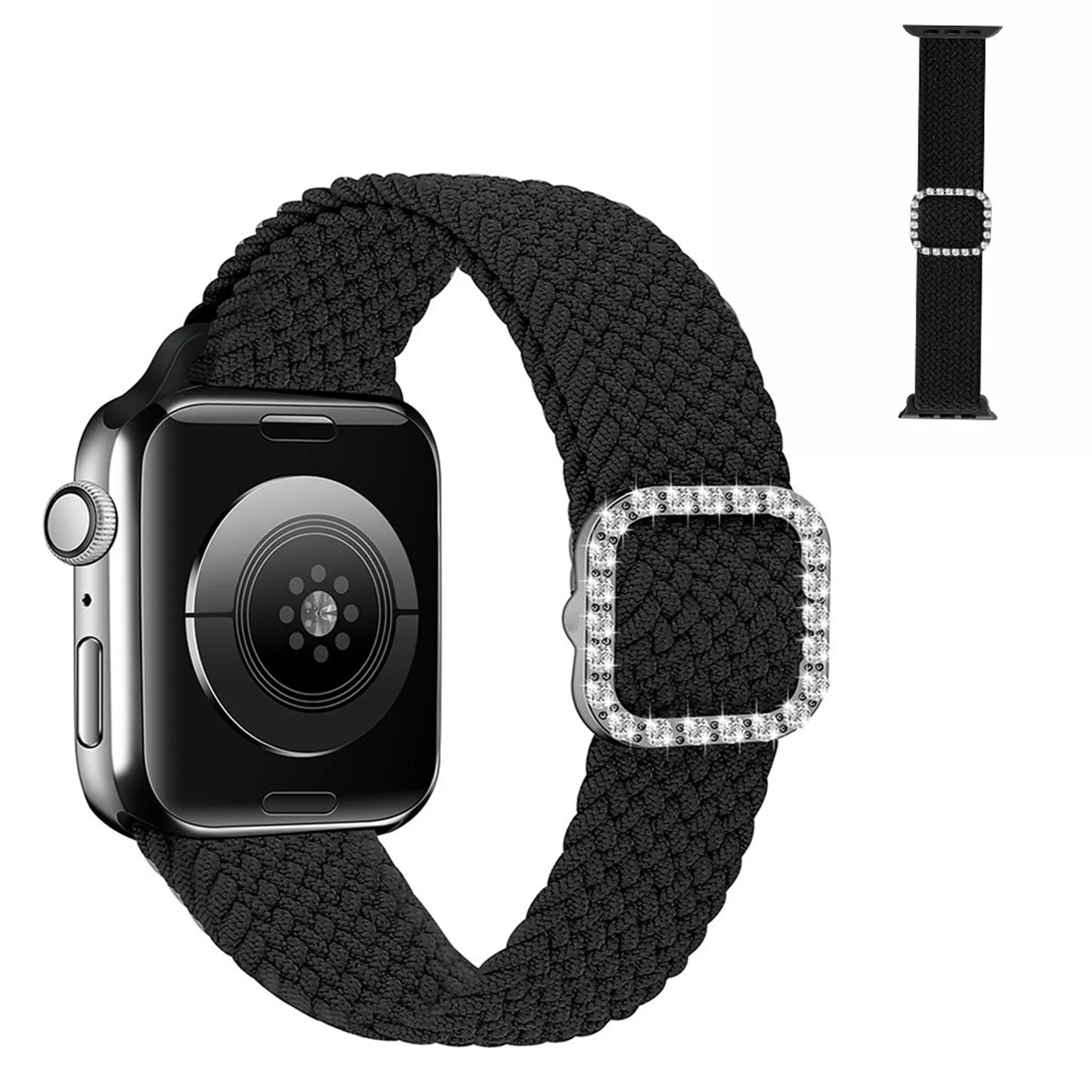 Apple Watch 40mm nylon watch strap in rhinestone buckle - Black