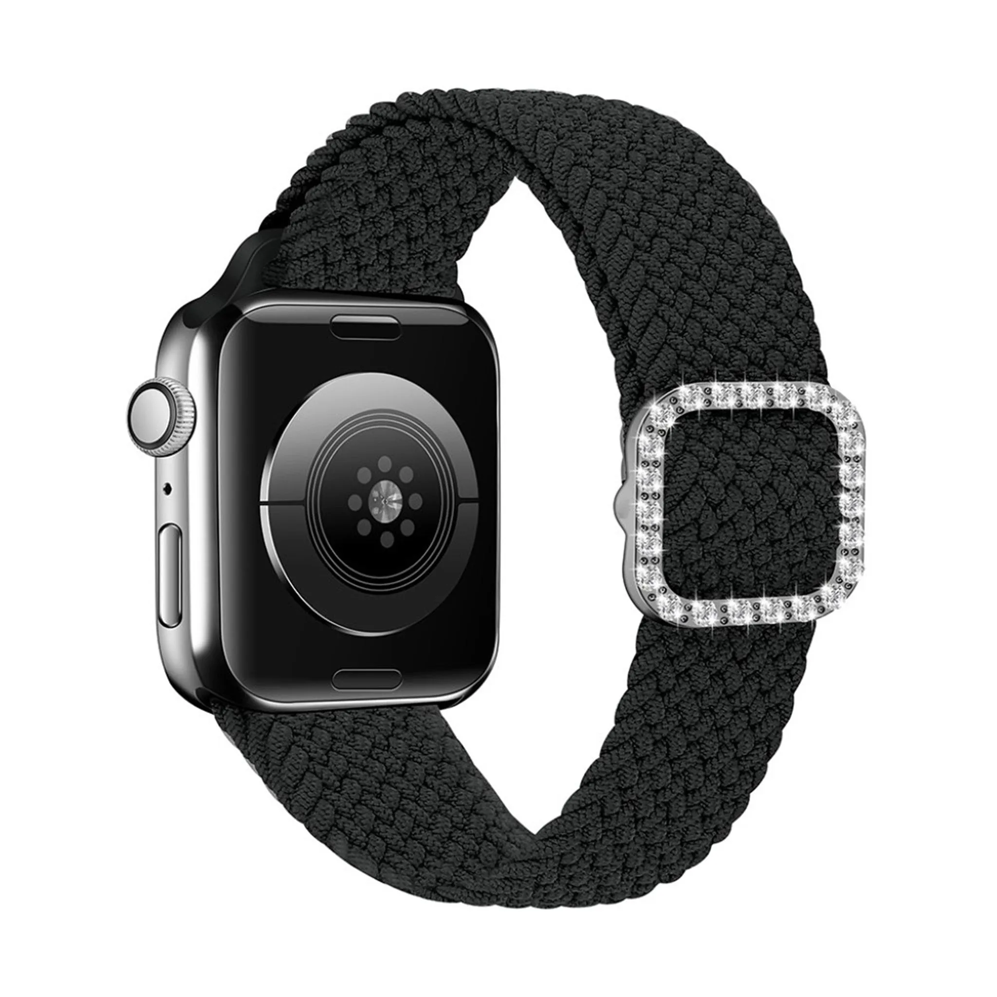 Apple Watch 40mm nylon watch strap in rhinestone buckle - Black