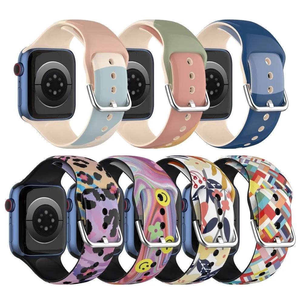 Apple Watch (41mm) IML colorful pattern silicone watch strap - Flower