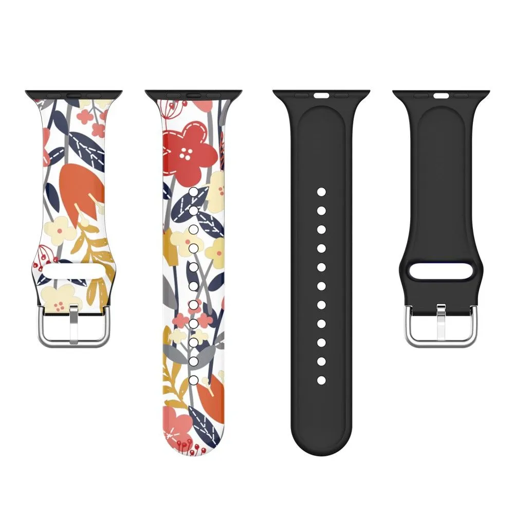 Apple Watch (41mm) IML colorful pattern silicone watch strap - Flower