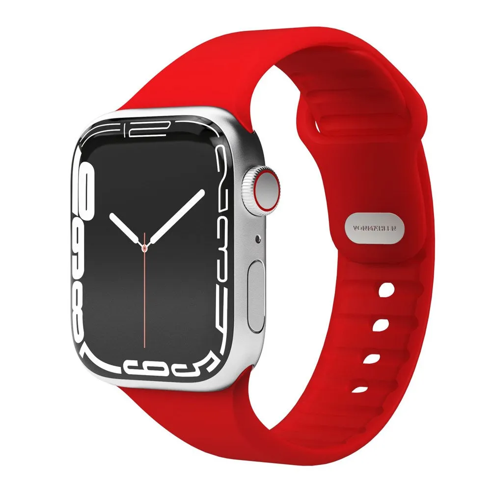 Apple Watch (42/44/SE/45/46/49mm) Vonmählen Classic Band 2 Genanvendt Silikone Rem - Rød