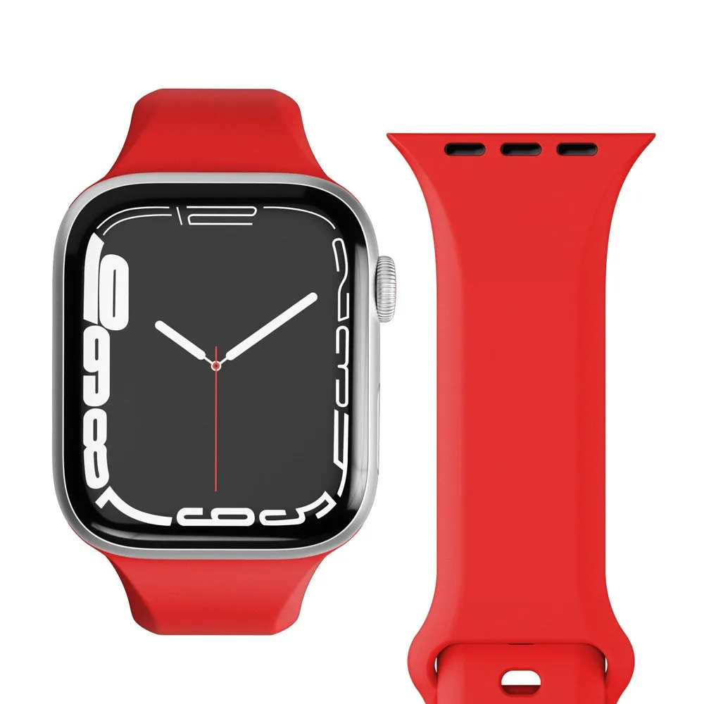 Apple Watch (42/44/SE/45/46/49mm) Vonmählen Classic Band 2 Genanvendt Silikone Rem - Rød