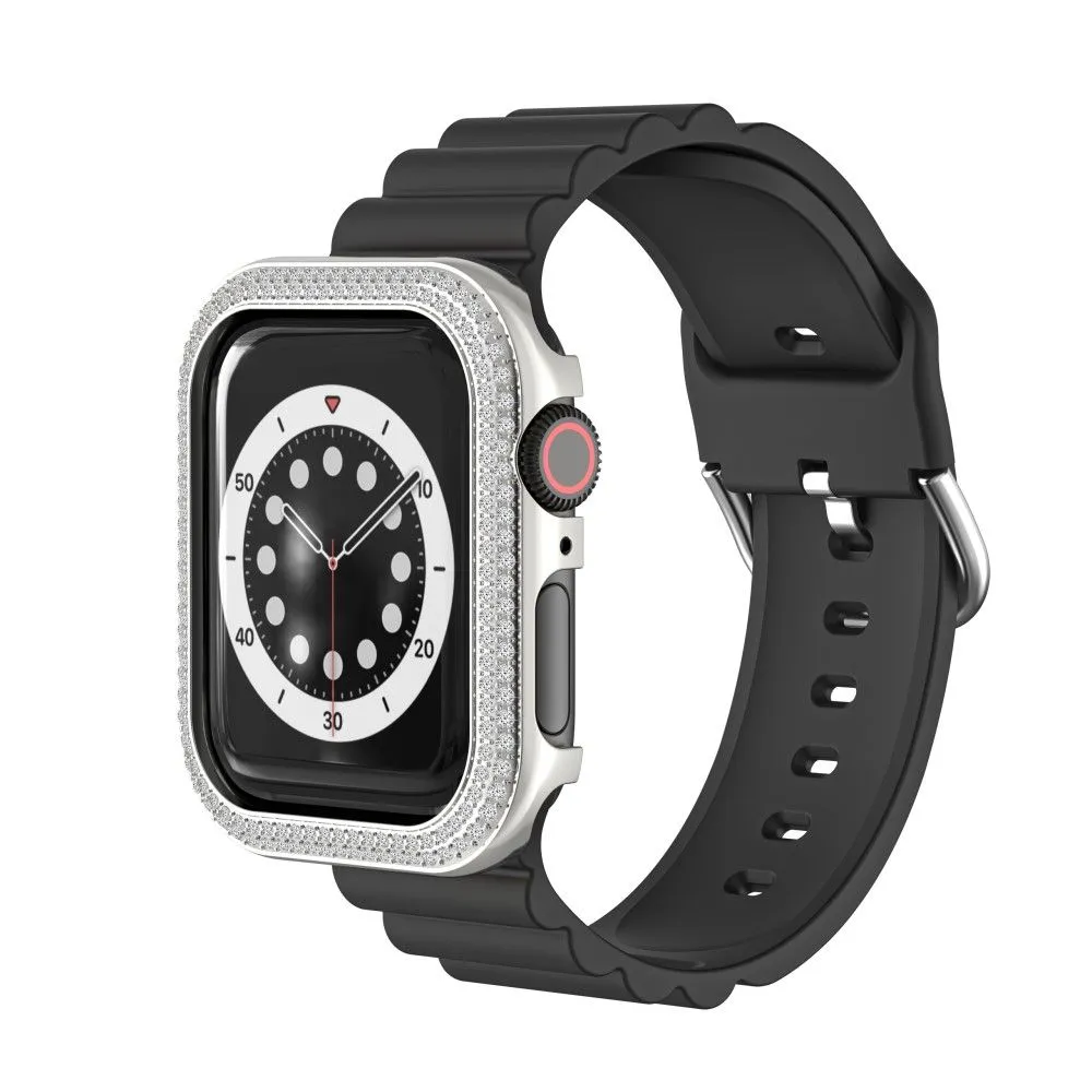 Apple Watch 44mm double row rhinestone cover - Silver