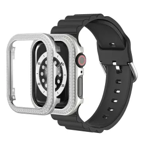 Apple Watch 44mm double row rhinestone cover - Silver