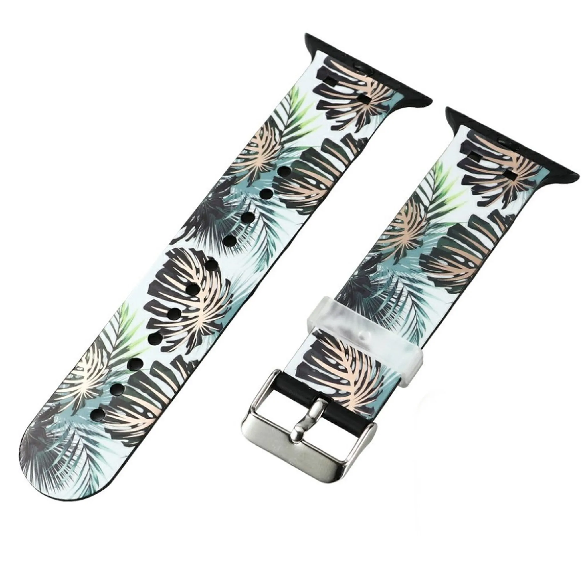 Apple Watch 44mm stylish pattern TPU watch strap - Plantain Leaf