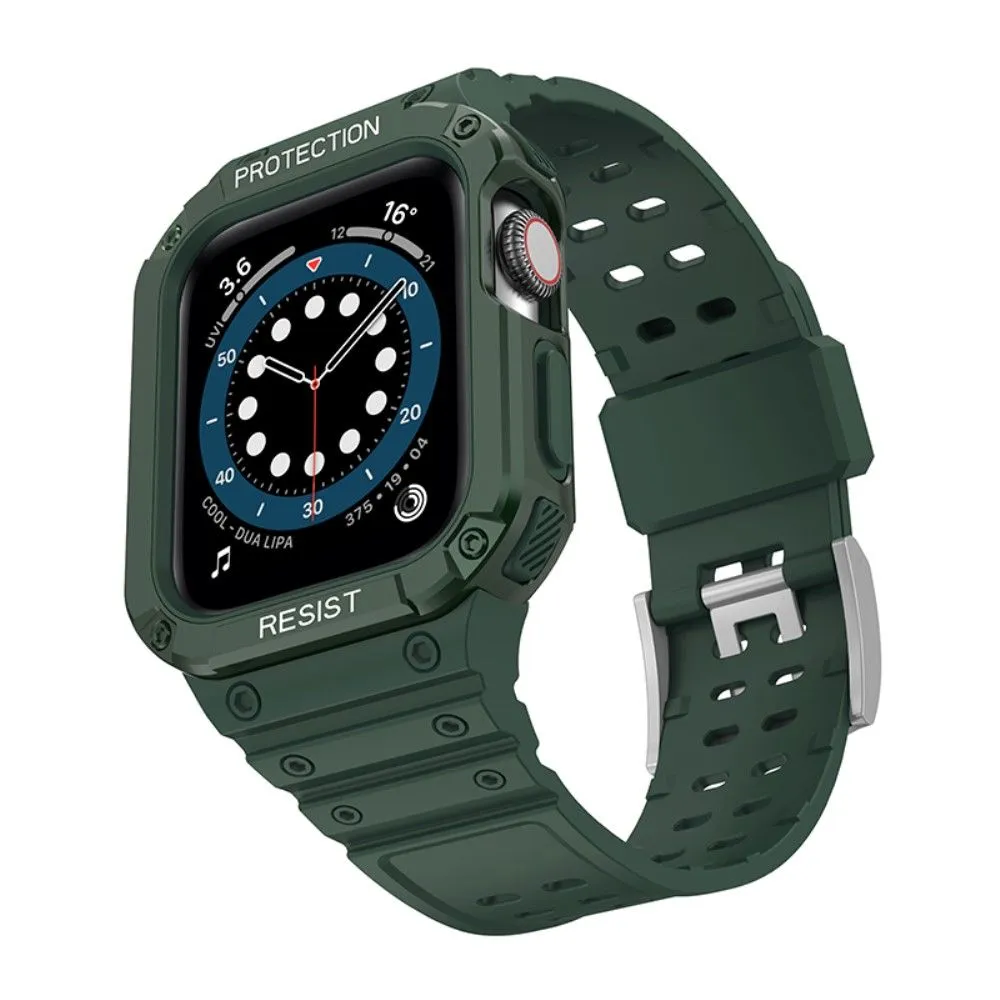 Apple Watch (45mm) contrast color TPU watch strap - Midnight Green / Green