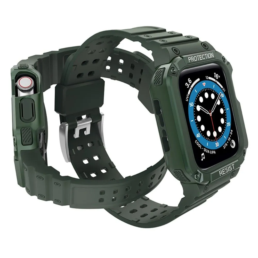 Apple Watch (45mm) contrast color TPU watch strap - Midnight Green / Green