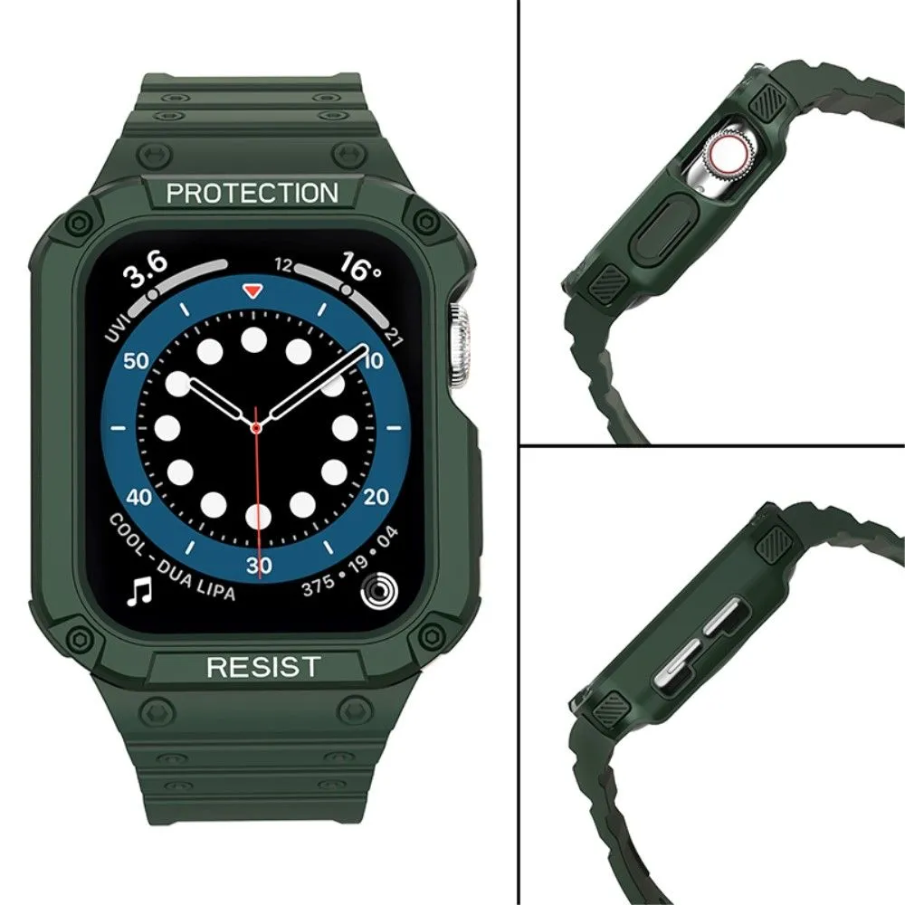 Apple Watch (45mm) contrast color TPU watch strap - Midnight Green / Green