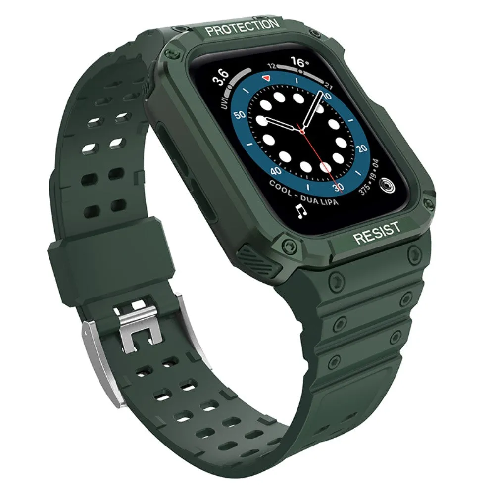 Apple Watch (45mm) contrast color TPU watch strap - Midnight Green / Green