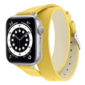 Apple Watch (45mm) double loop genuine leather watch strap - Yellow