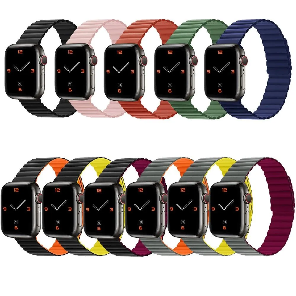 Apple Watch (45mm) dual color silicone watch strap - Black / Yellow