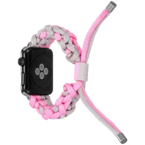 Apple Watch (45mm) unique nylon watch strap - Pink / Grey