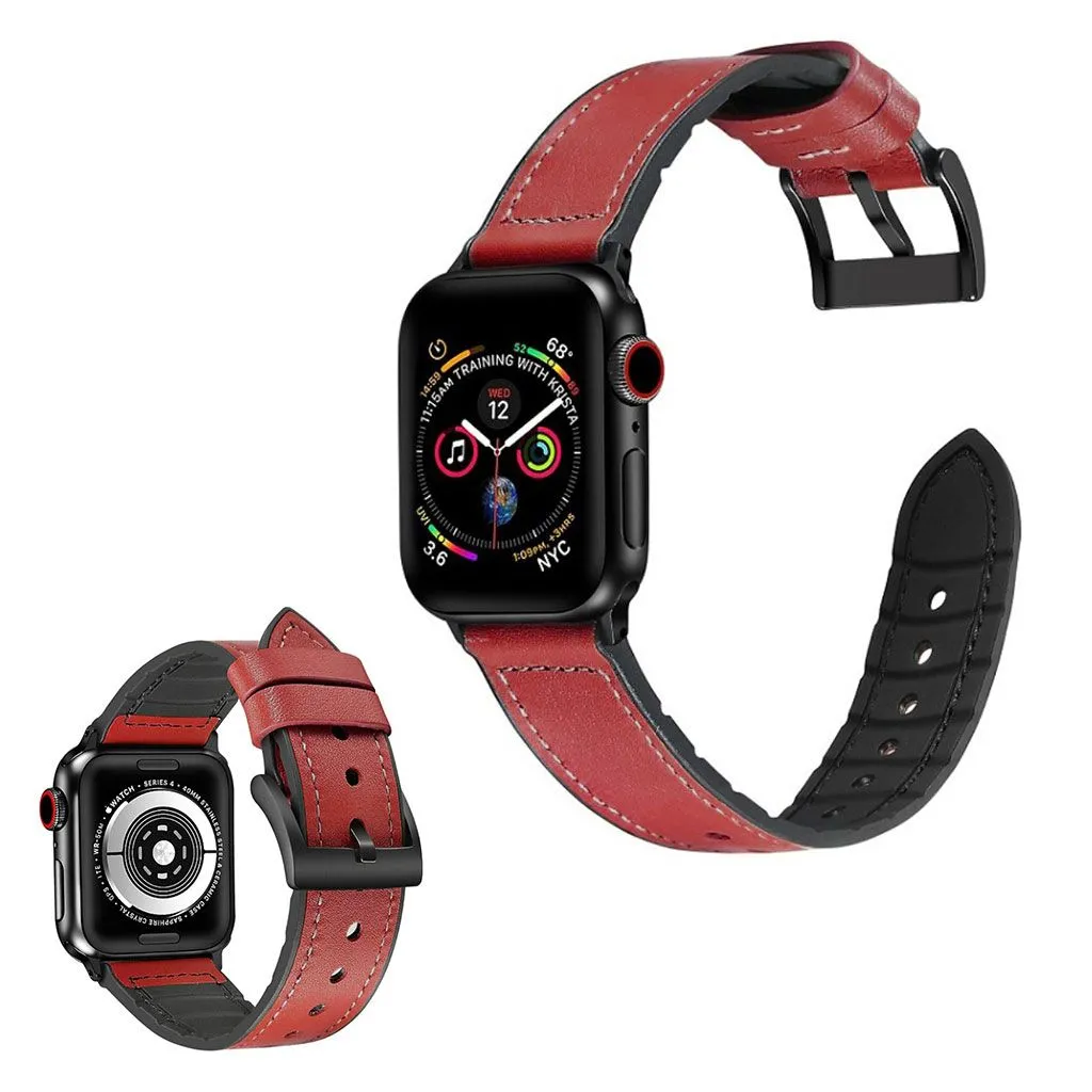 Apple Watch Series 6 / 5 40mm pattern leather watch band - Red