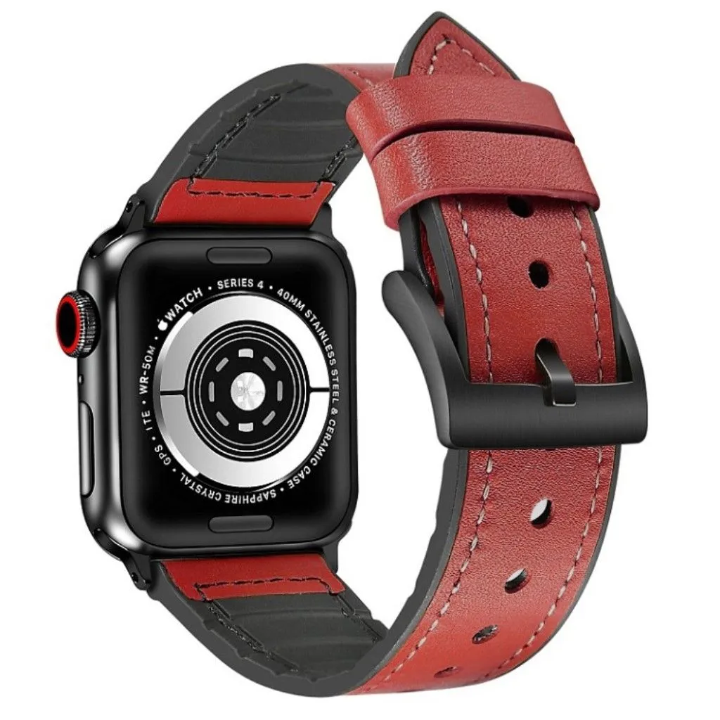 Apple Watch Series 6 / 5 40mm pattern leather watch band - Red