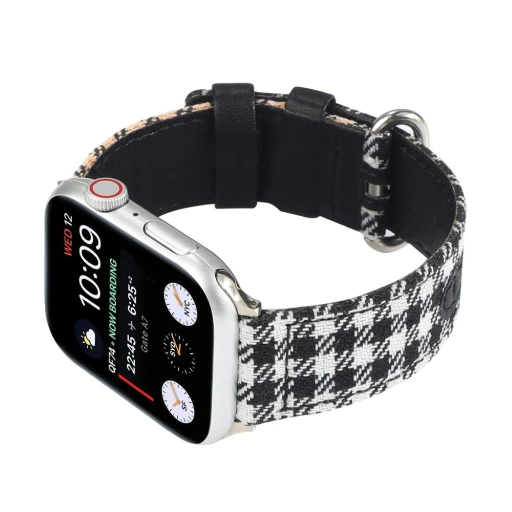 Apple Watch Series 6 / 5 44mm plaid nylon watch band - Black / White