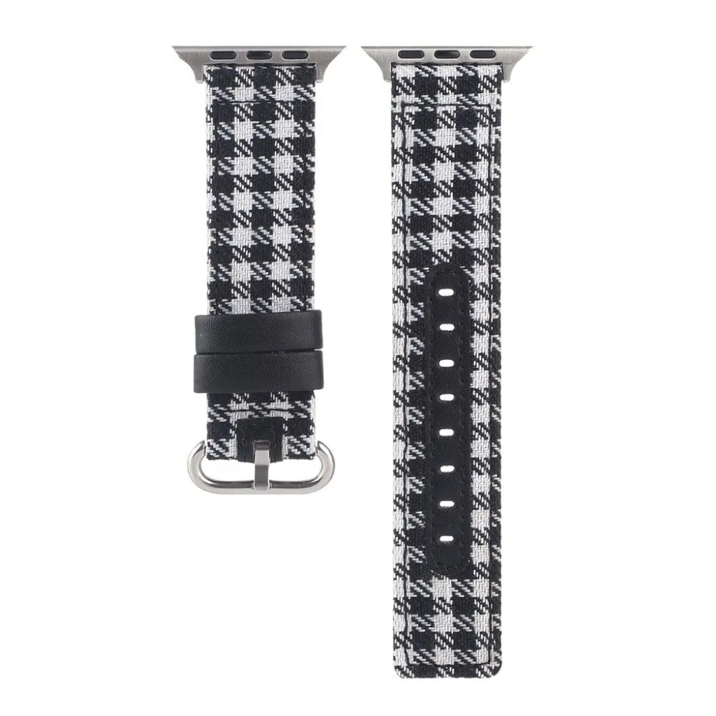 Apple Watch Series 6 / 5 44mm plaid nylon watch band - Black / White