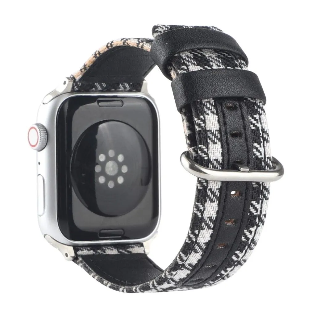 Apple Watch Series 6 / 5 44mm plaid nylon watch band - Black / White