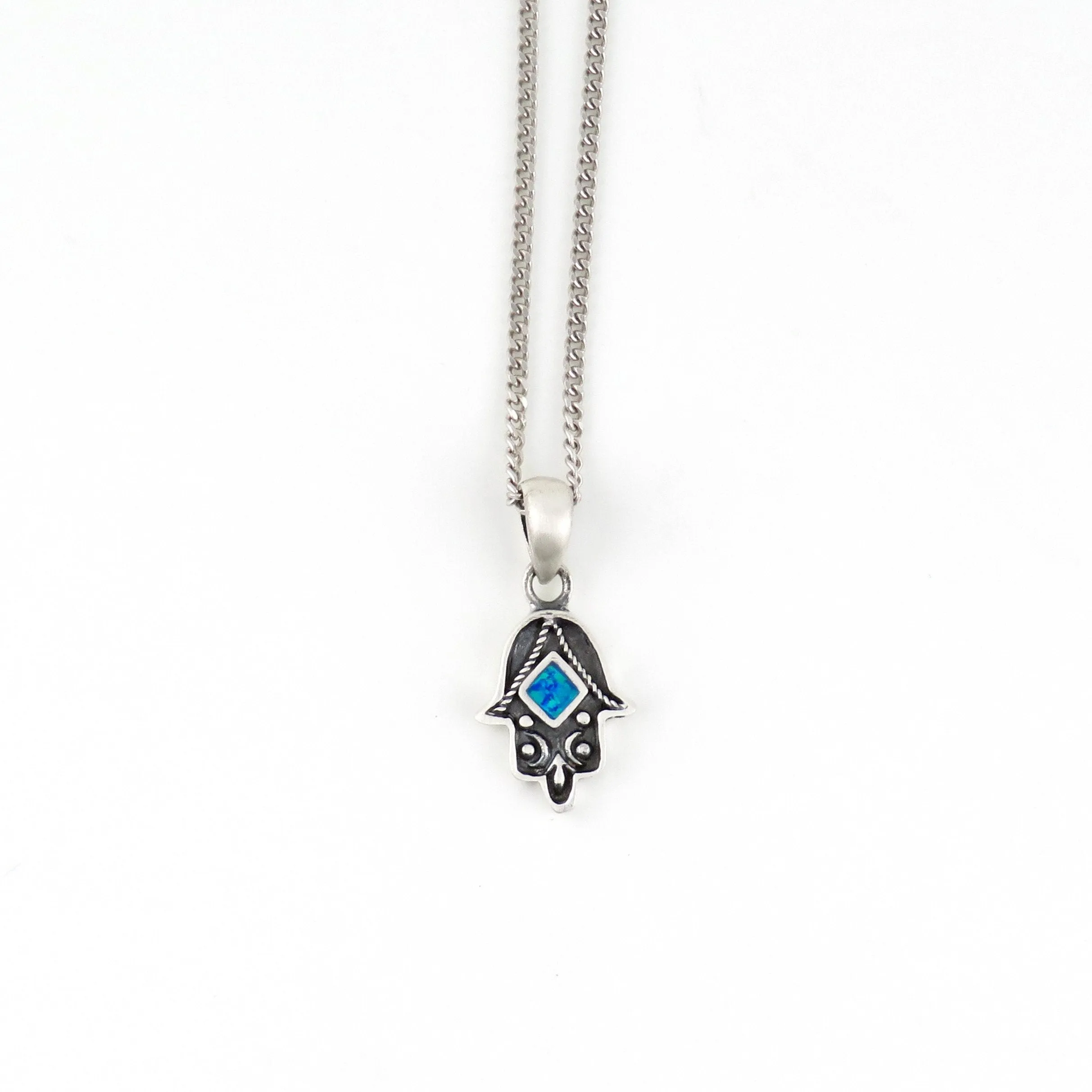 Artful Blue Opal Hamsa Necklace