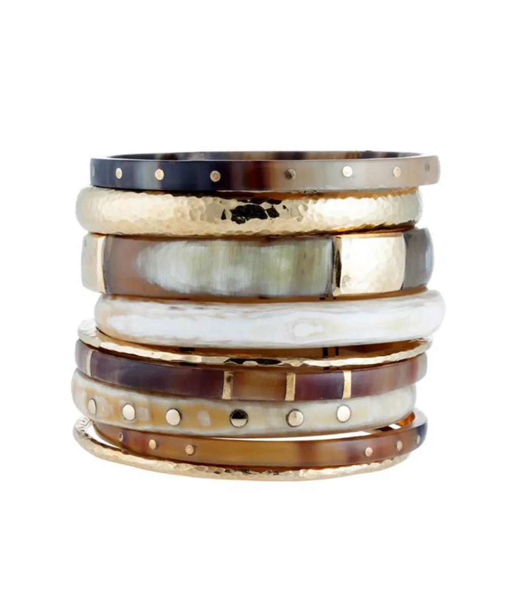 Ashley Pittman Nene Bangle Set Light/Mixed Horn