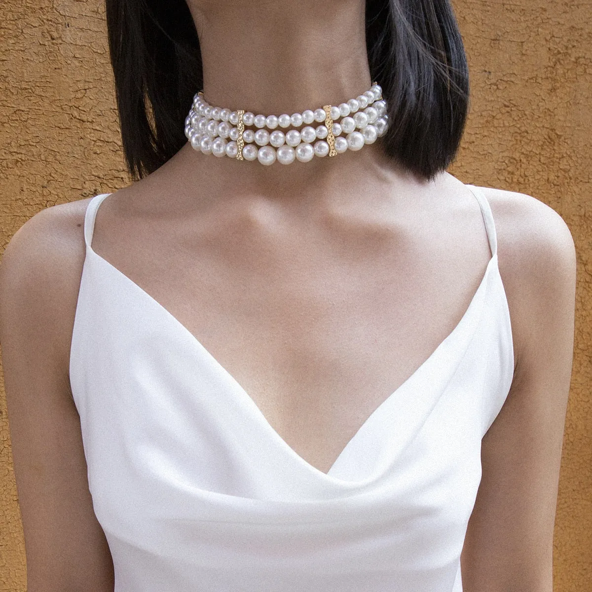 Ashore Shop Beautiful Multilayer Pearl Imitation Necklace Choker