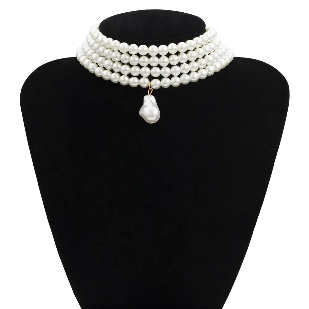 Ashore Shop Beautiful Multilayer Pearl Imitation Necklace Choker