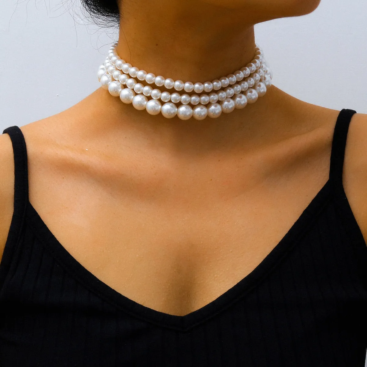 Ashore Shop Beautiful Multilayer Pearl Imitation Necklace Choker