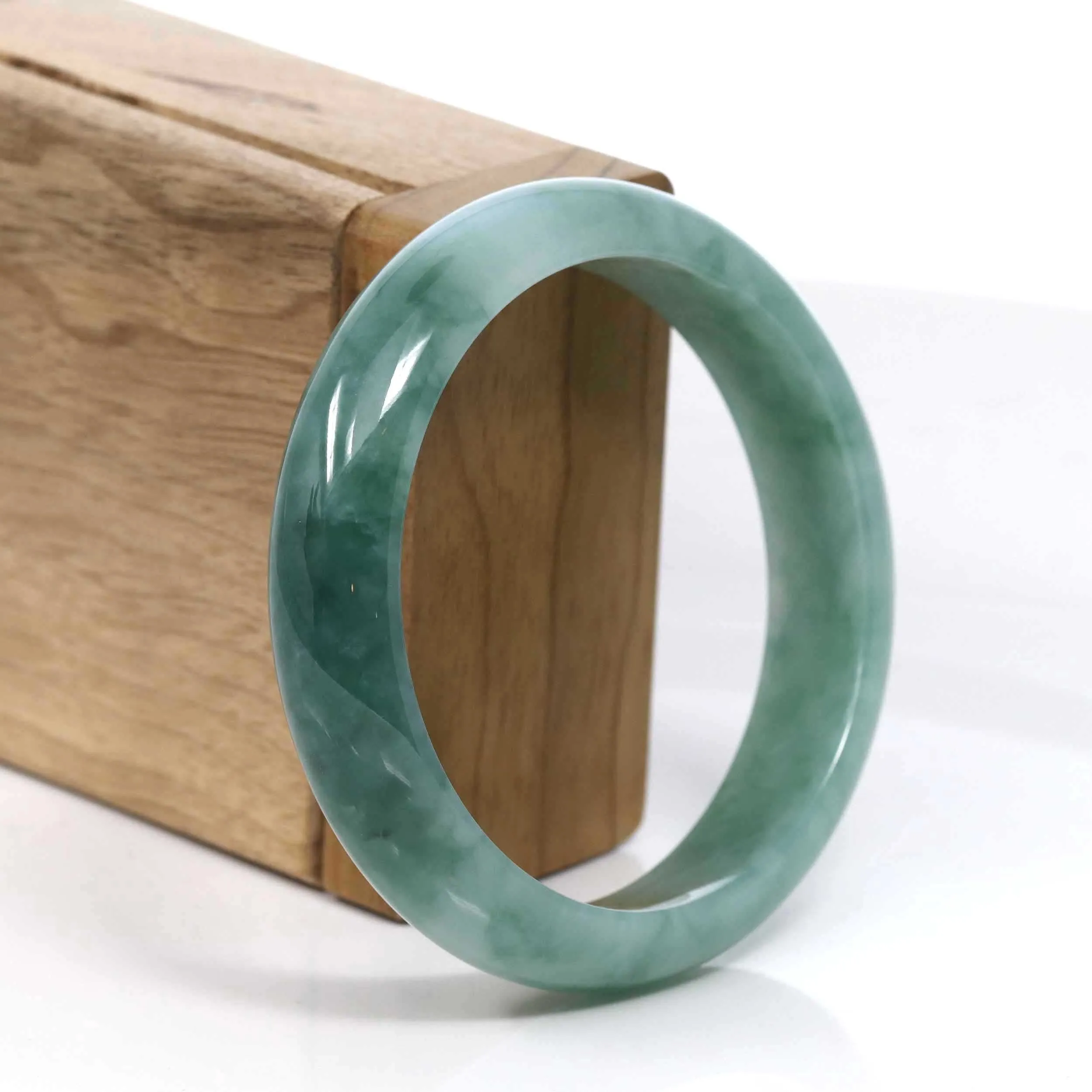 Baikalla Blue-Green Classic Real Jadeite Jade Bangle Bracelet (58.32mm) #938