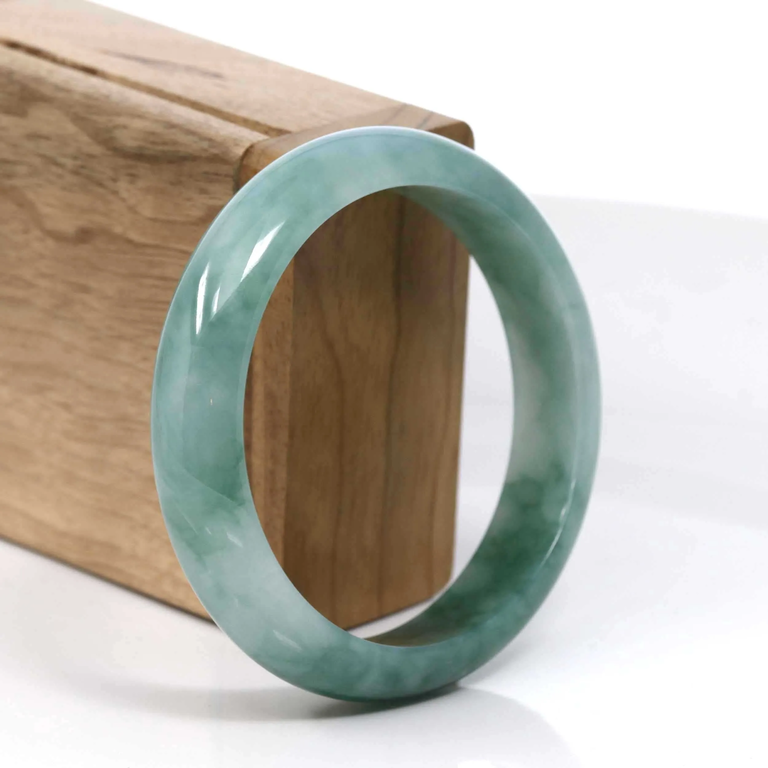 Baikalla Blue-Green Classic Real Jadeite Jade Bangle Bracelet (58.32mm) #938