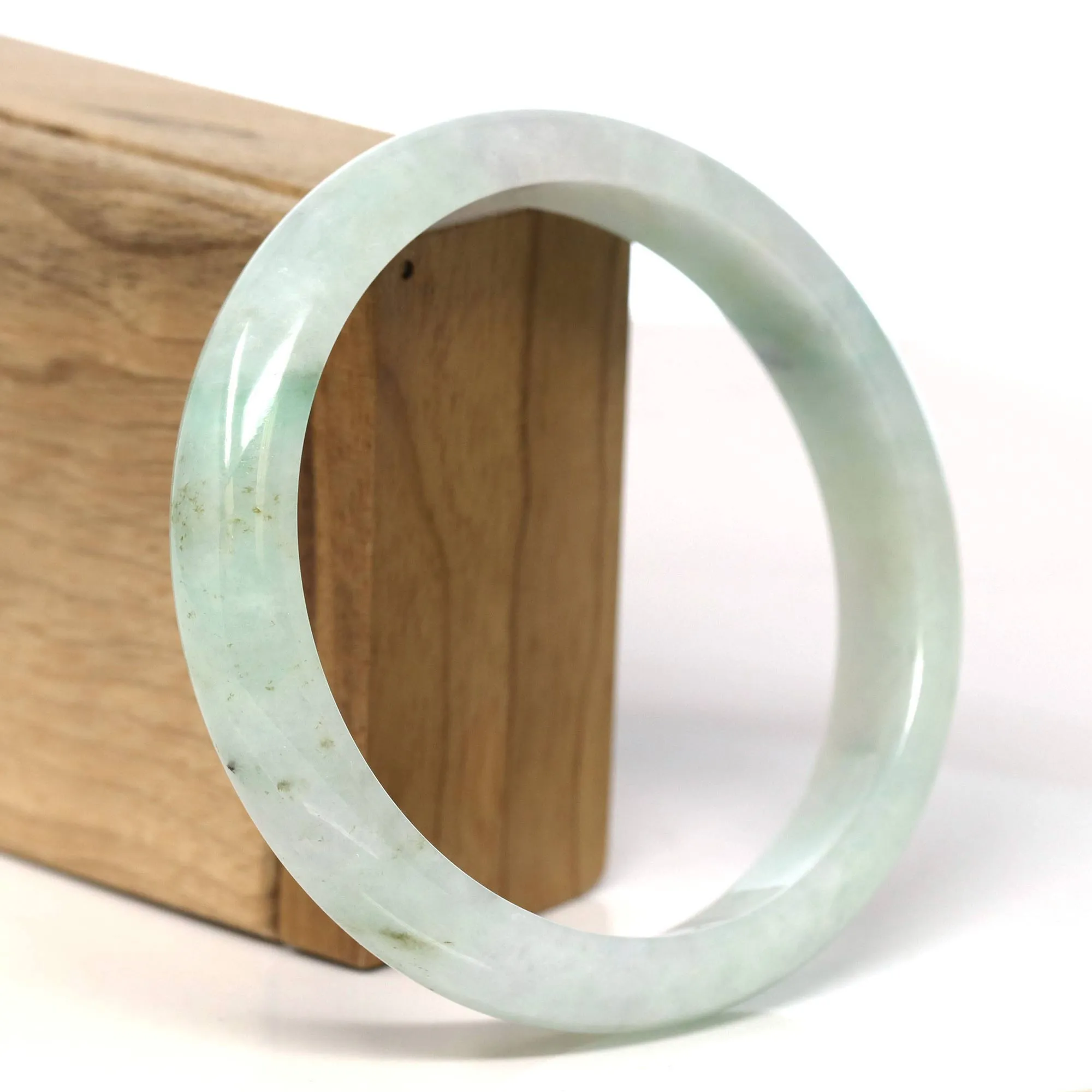 Baikalla Natural Burmese Green Jadeite Jade Bangle Bracelet (66.13mm) #T309