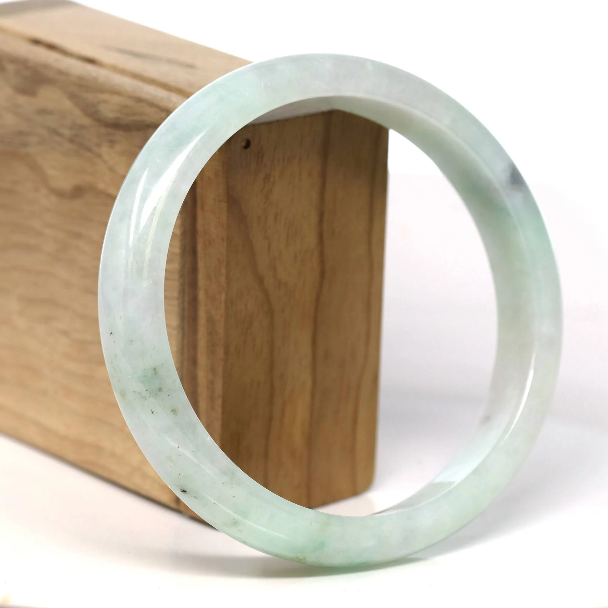 Baikalla Natural Burmese Green Jadeite Jade Bangle Bracelet (66.13mm) #T309