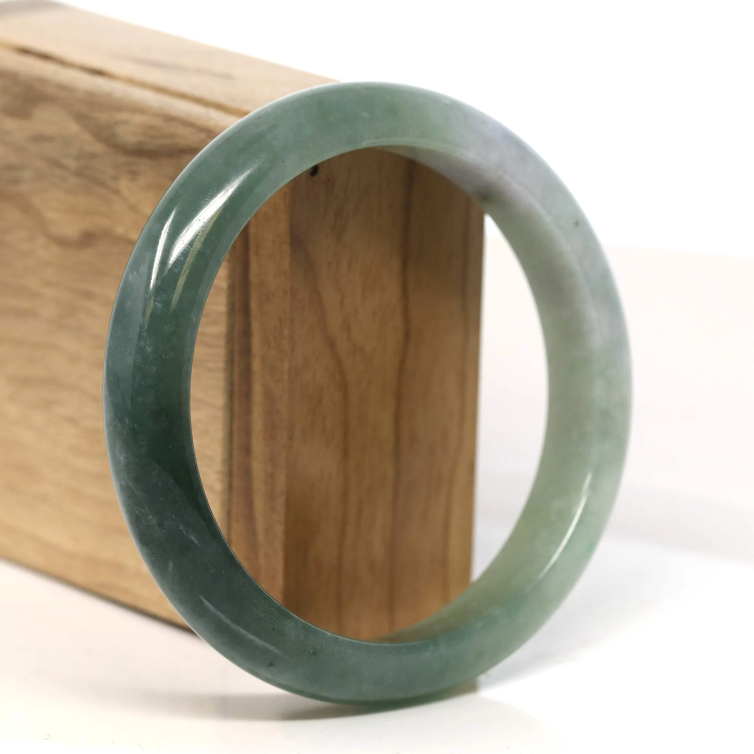 Baikalla "Half Round"  Light Green Jadeite Jade Bangle Bracelet (60.9 mm) #T418