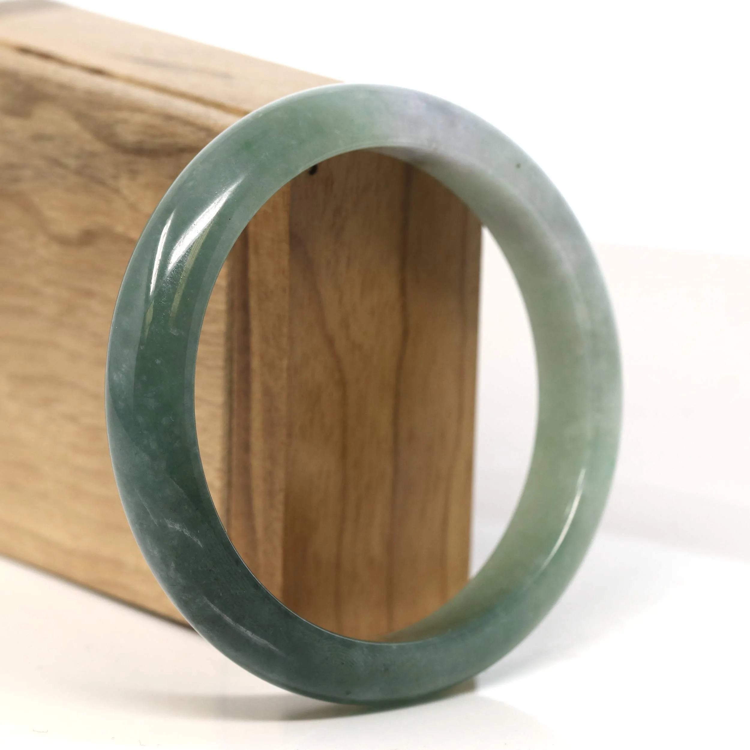 Baikalla "Half Round"  Light Green Jadeite Jade Bangle Bracelet (60.9 mm) #T418