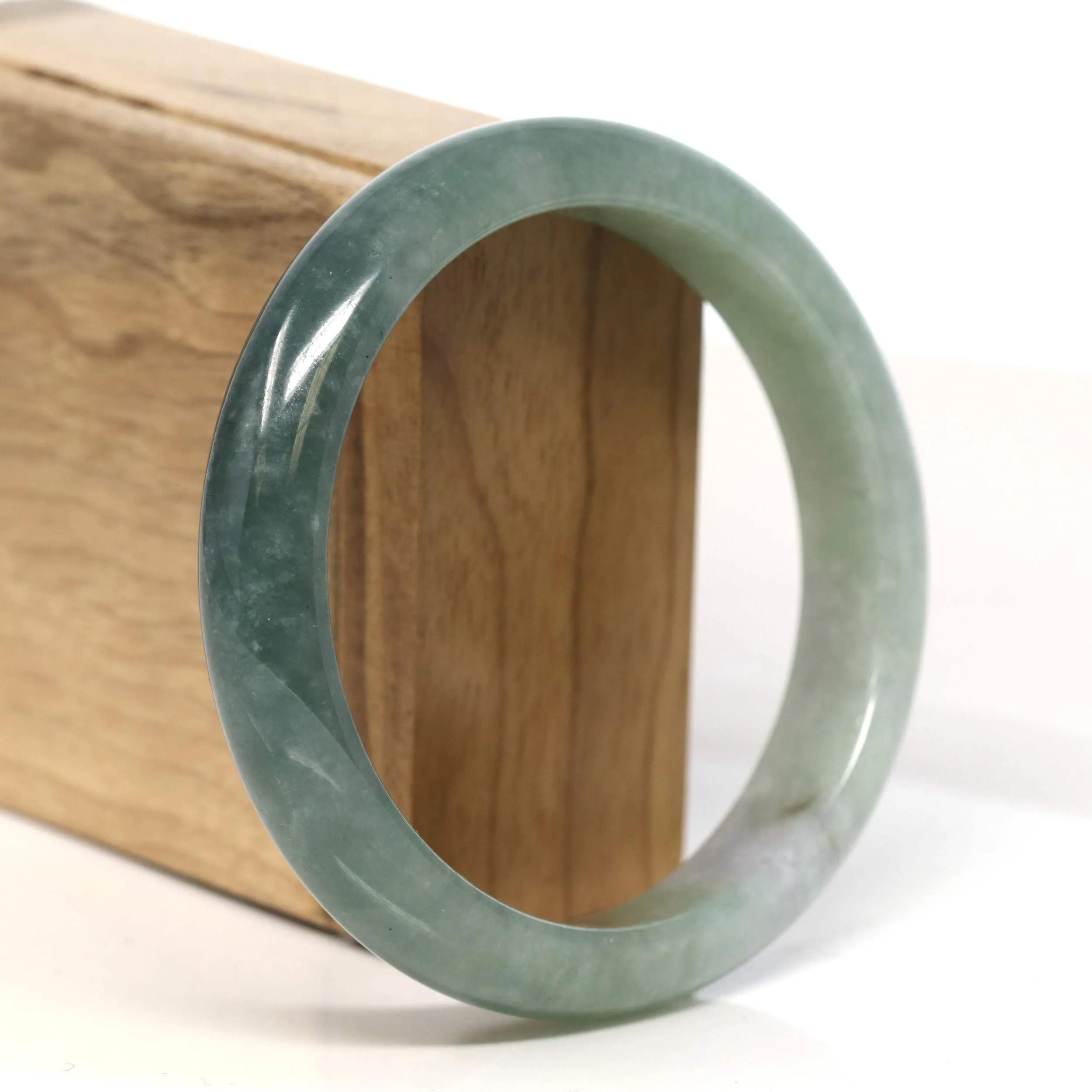 Baikalla "Half Round"  Light Green Jadeite Jade Bangle Bracelet (60.9 mm) #T418