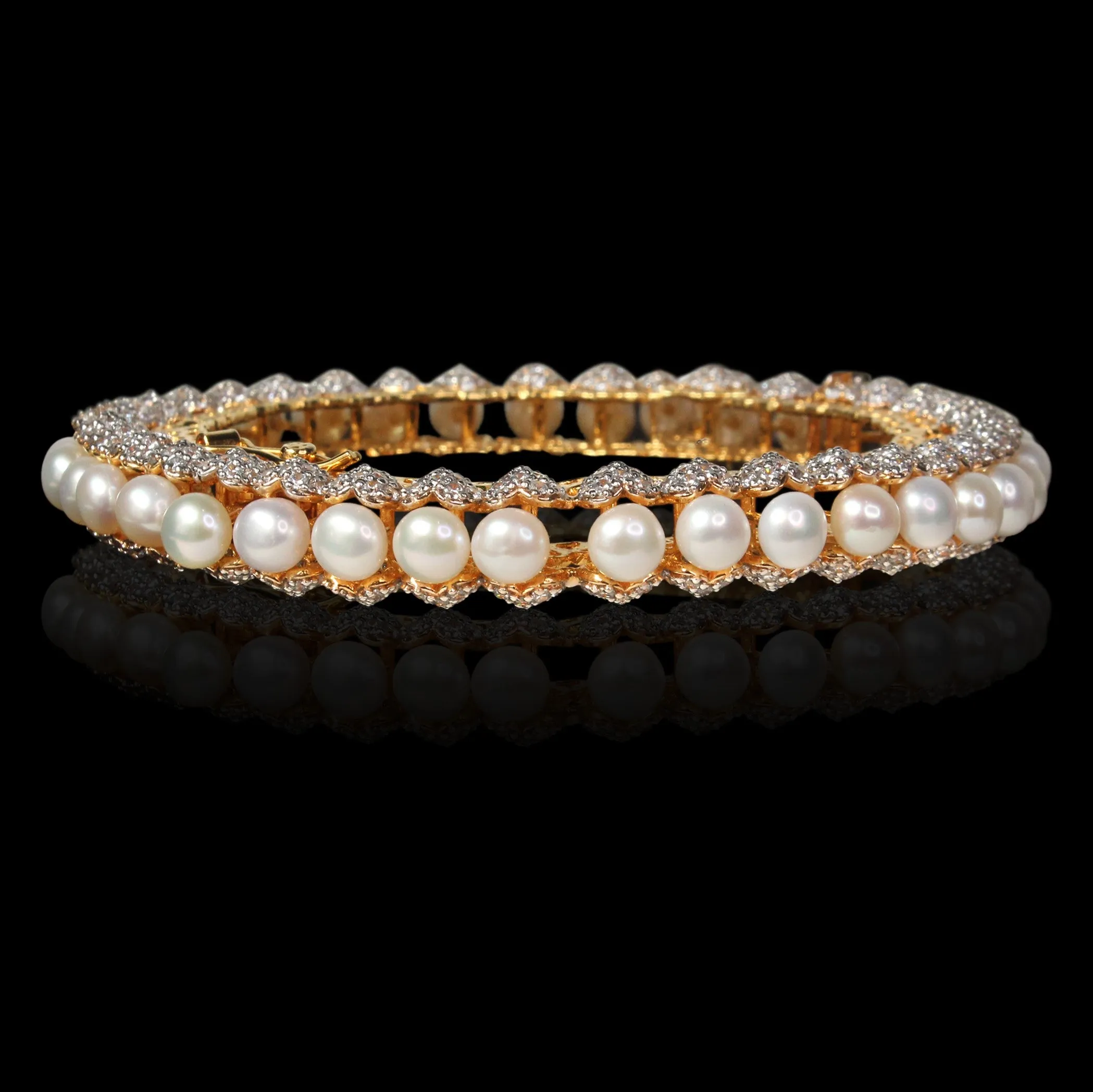 Bangle in Pearls and Cubic Zircons