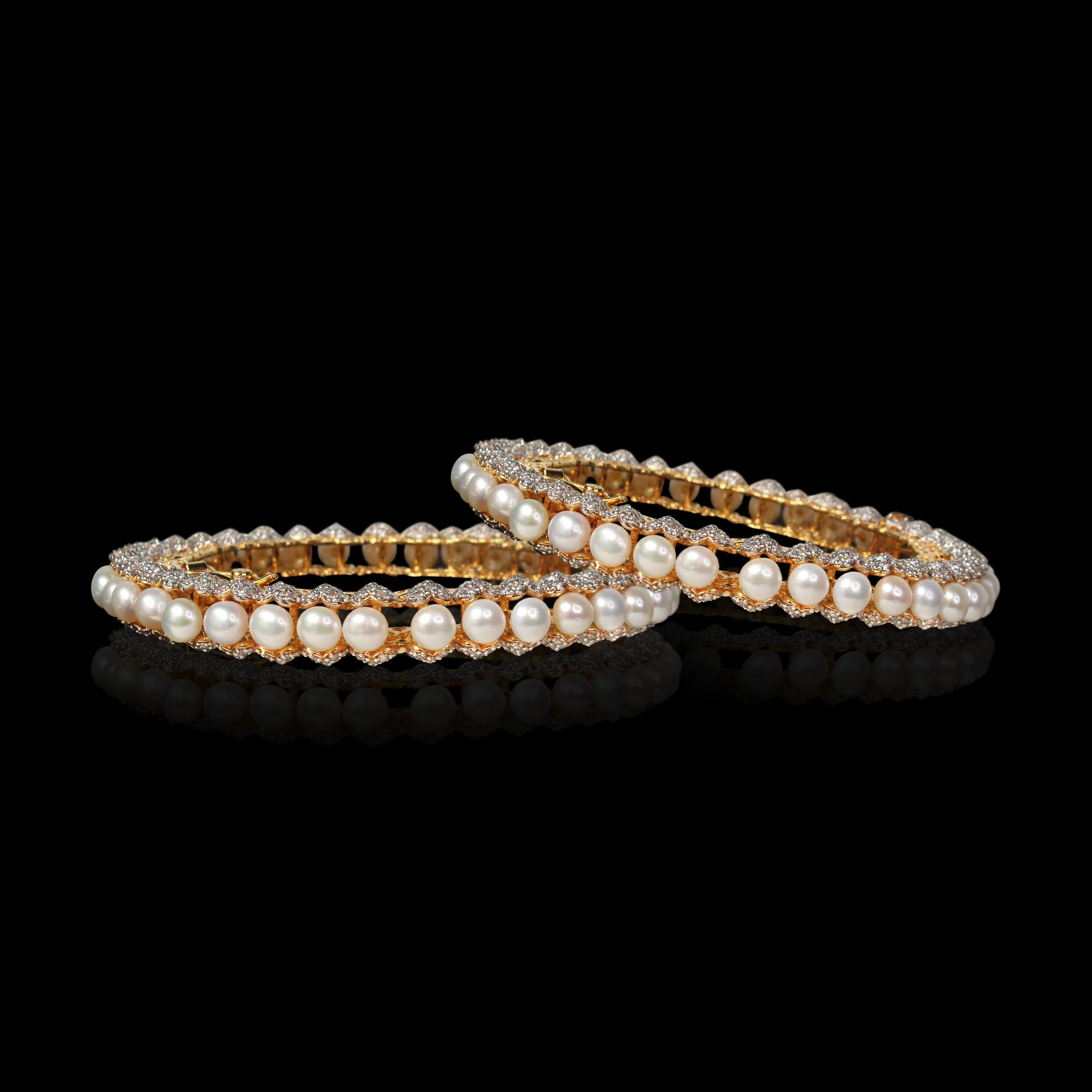 Bangle in Pearls and Cubic Zircons