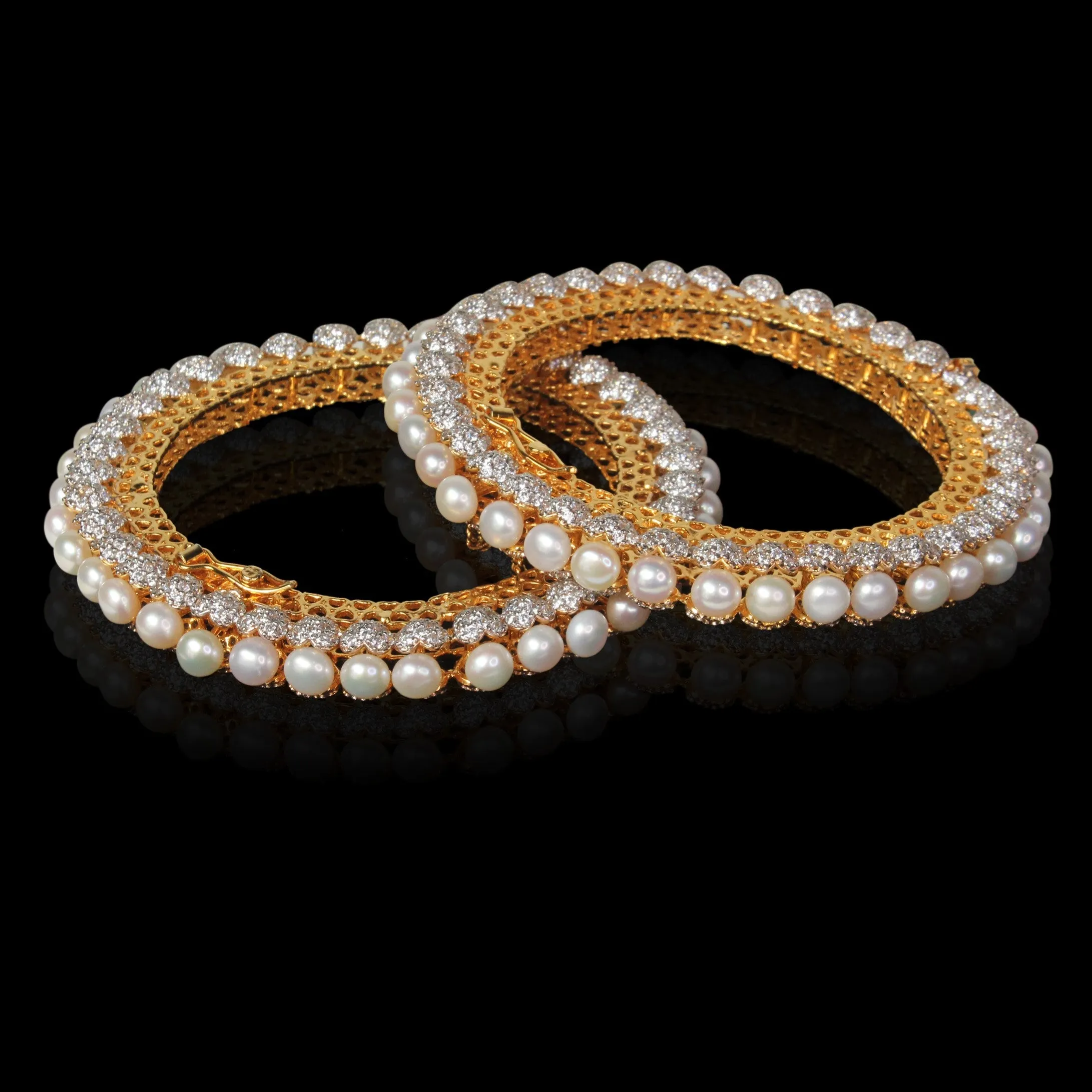 Bangle in Pearls and Cubic Zircons