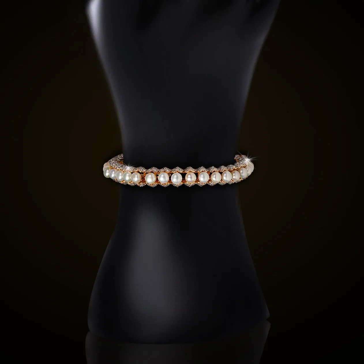 Bangle in Pearls and Cubic Zircons