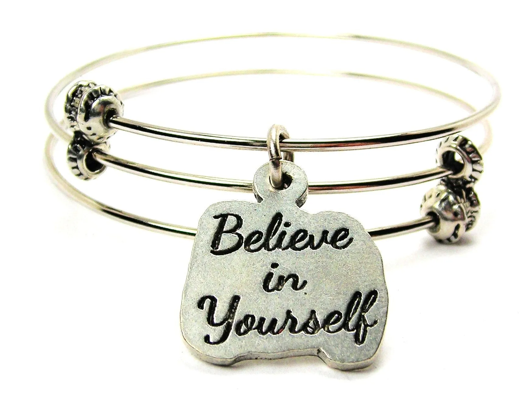 Believe In Yourself Triple Style Expandable Bangle Bracelet