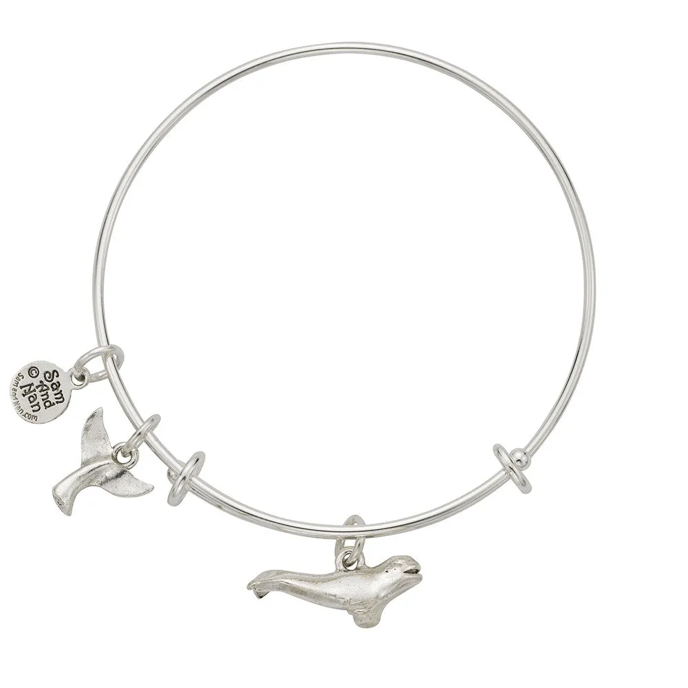 Beluga Whale Tale Charm Bangle Bracelet