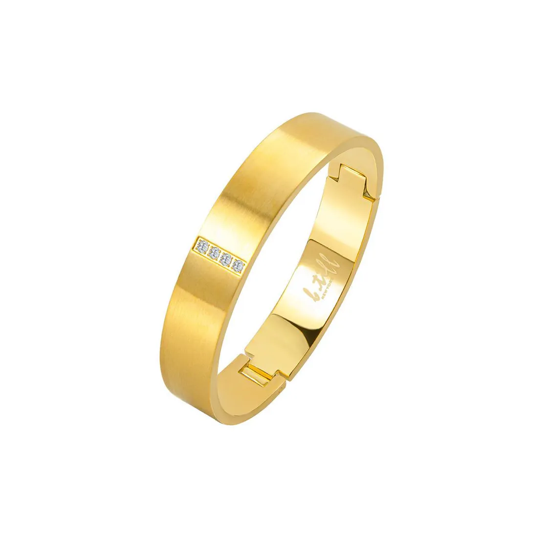 BG223G B.Tiff 4-Stone Gold Wide Bangle Bracelet