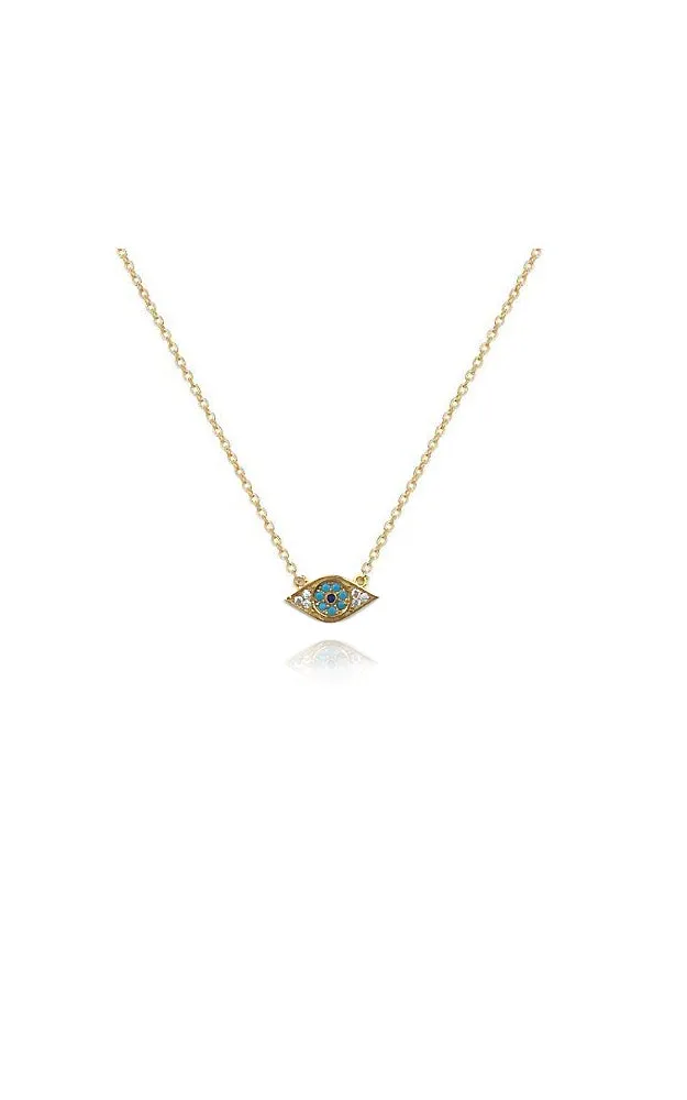 BJNA008GDTQ Gold Evil Eye Natural Opal Pendant Necklace