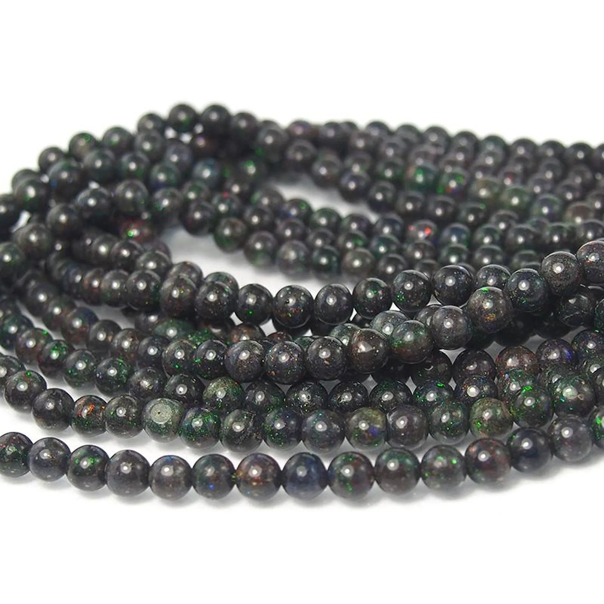 Black Opal Honduras Smooth Rounds 6mm Strand